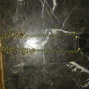 Gold square shapped Earring and necklace